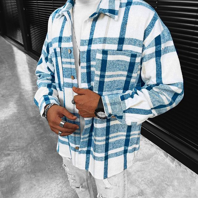 Striped Check Textured Shirt/Jacket